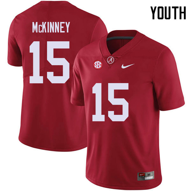 Alabama Crimson Tide Youth Xavier McKinney #15 Red NCAA Nike Authentic Stitched 2018 College Football Jersey QC16T81MF